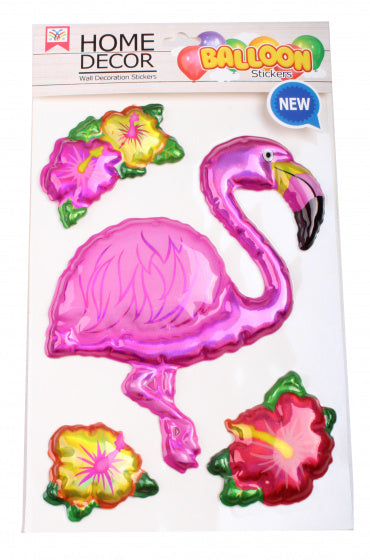 dikke stickers Flamingo 25 x 15 cm folie roze 4-delig
