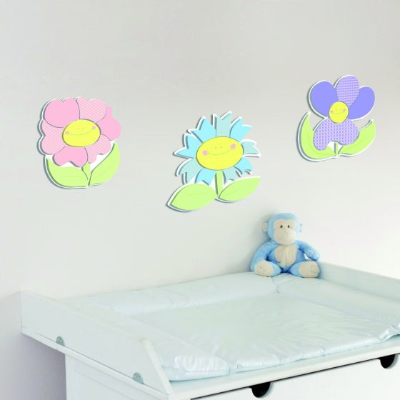 muurdecoratie foam Bloemen junior 3 stuks