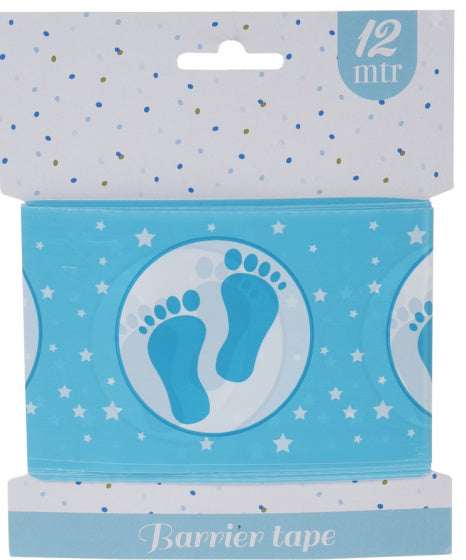 afzetlint baby voetjes 12 meter blauw/wit