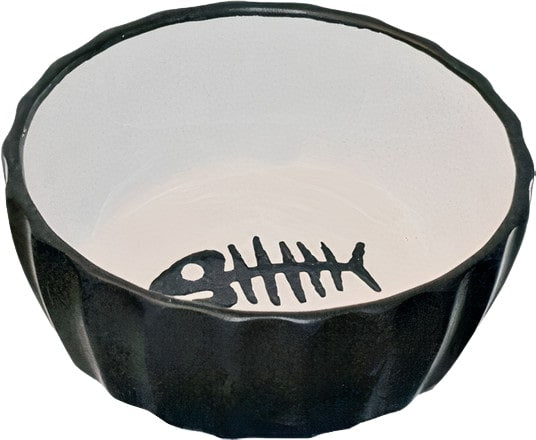 Katteneetbak Zwart/wit Met Vis 11 CM
