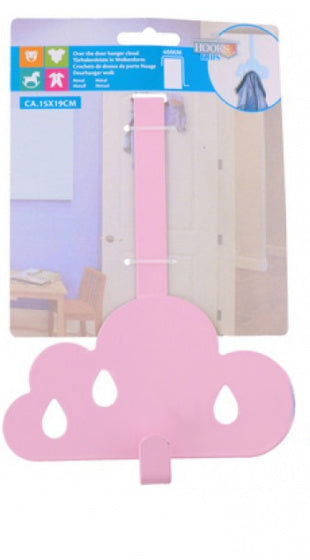 deurhanger wolk 15 x 19 cm staal roze