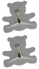 kapstok teddyberen junior 10 cm RVS zilver 2 stuks