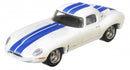 auto Jaguar E-type Lightweight 1:64 die-cast wit/blauw