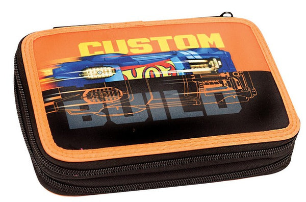 etui jongens 20 x 15 cm polyester oranje/zwart 28-delig