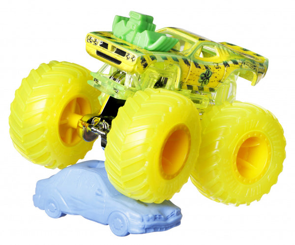 monstertruck Rodger Dodger 9 cm diecast geel 2-delig