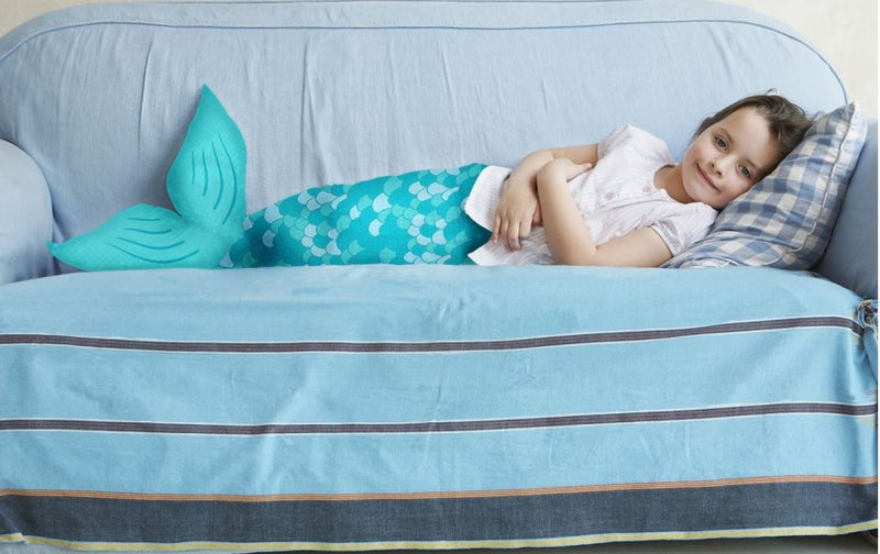 zeemeerminnen fleece-deken 142 x 55 cm blauw
