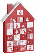 aftelkalender huis 27,5 x 38,5 cm hout wit/rood