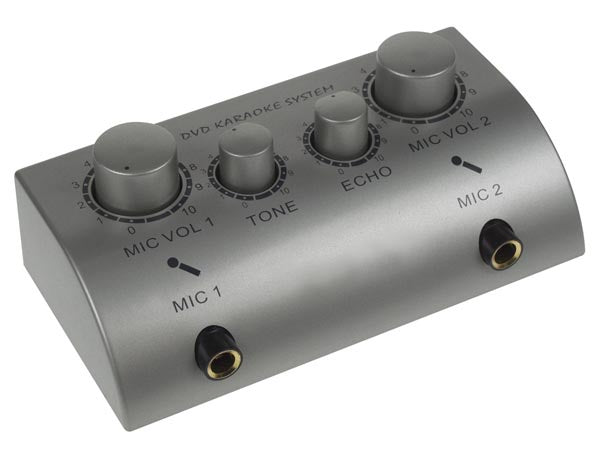 geluidsmixer karaoke 9-12 VDC 13 x 7 cm staal koper