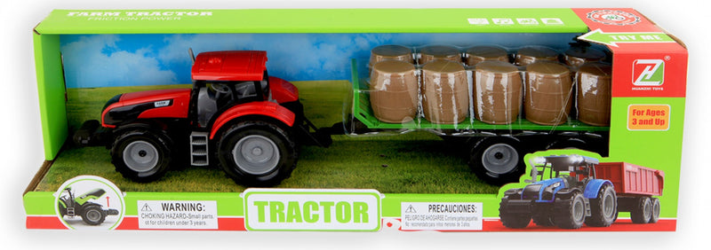 tractor met oplegger jongens 47 cm rood/groen