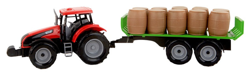tractor met oplegger jongens 47 cm rood/groen