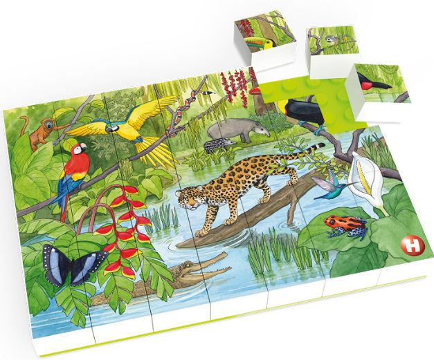 Hubelino Blokpuzzel Wilde Dieren in het Tropisch Regenwoud, 35st.
