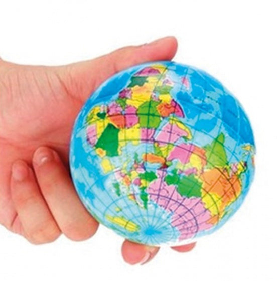 anti-stressbal wereldbol 7 cm foam/rubber