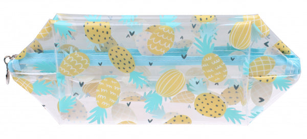 etui ananas 27 x 10 cm polyester transparant/blauw