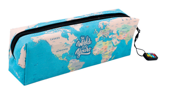 etui Blue Maps junior 19 x 5 x 5 cm textiel blauw