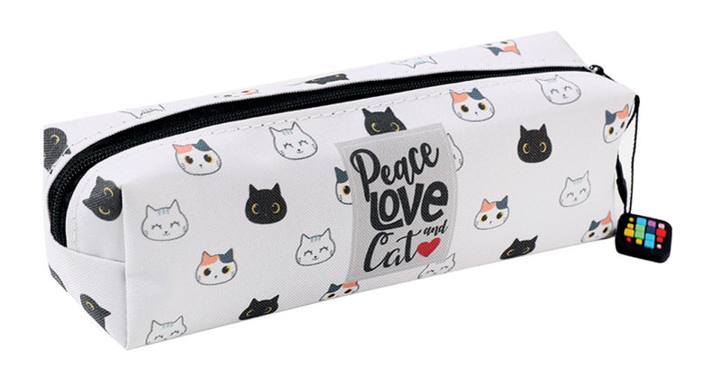 etui Cat junior 19 x 5 x 5 cm textiel wit/zwart