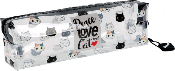 etui Fantasia Cats junior 19 x 5 cm transparant/zwart