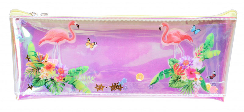 etui flamingo meisjes 19 x 5 cm polyester geel