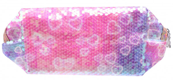 etui glitterharten meisjes 26 x 10 cm polyester paars