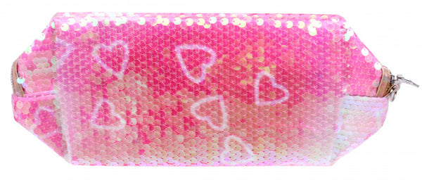 etui glitterharten meisjes 26 x 10 cm polyester roze