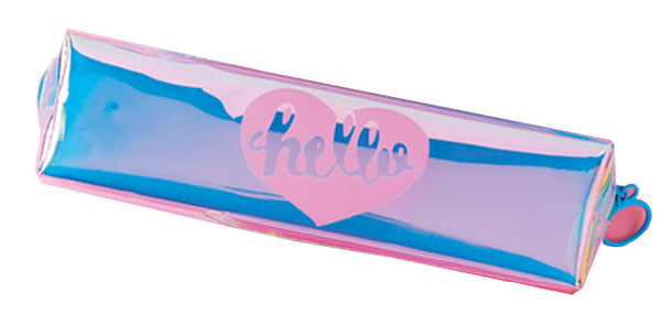 etui Hello junior 20 x 6 cm polyester roze/blauw