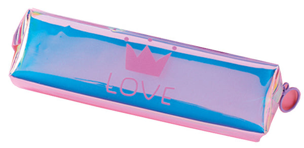 etui Love junior 20 x 6 cm polyester roze/blauw