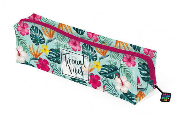 etui Tropical 19 x 5 x 5 cm lichtgroen/roze