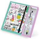 notitieboek met pen Unicorn A5 wit/groen/roze 2-delig