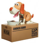 spaarpot hond junior 15 x 7,5 cm bruin/wit