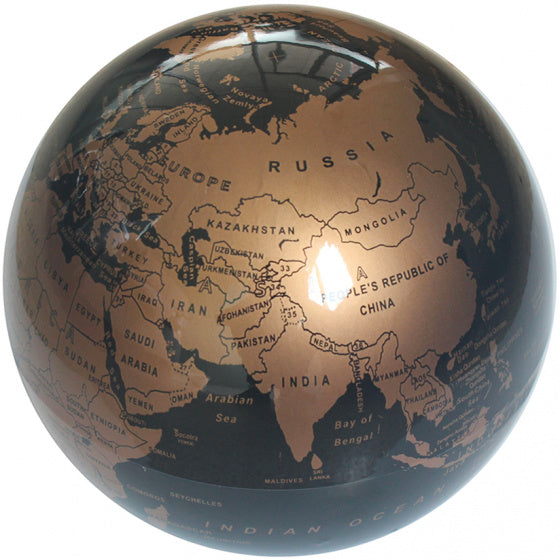 wereldbol led 14 cm PVC zwart/goud