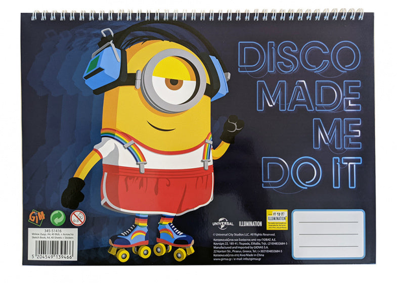 schetsboek Minions junior 33 x 22 cm 40 pagina's