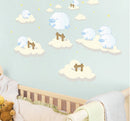 muursticker Baby Sheep jongens 50 x 70 cm lichtblauw