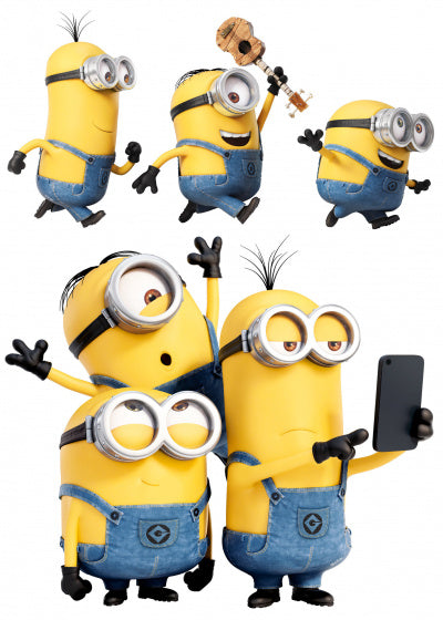 muursticker Minion Selfie & Run junior 50 x 70 cm geel