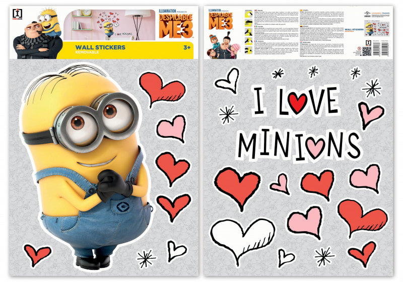 muursticker Minions Love 29,7 x 42 cm geel 2-delig