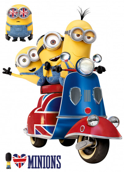 muursticker Minions Scooter junior 50 x 70 cm geel