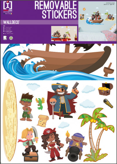 muursticker Pirates jongens 29,7 x 42 cm bruin 2-delig