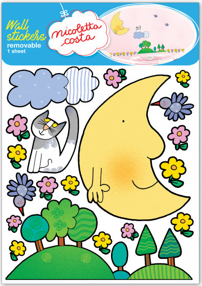 muursticker Sweet Moon junior 50 x 70 cm vinyl geel