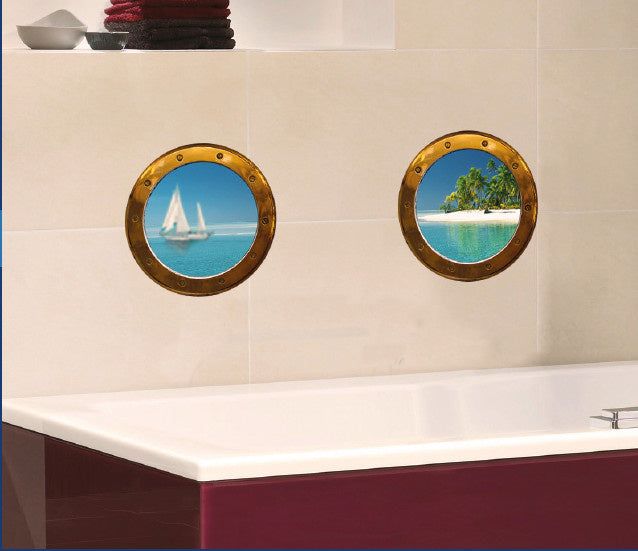 muurstickers Boat Day 20 x 20 cm PVC 2-delig