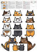 muurstickers Cats A3 vinyl 2 stuks