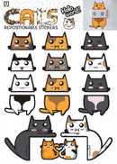 muurstickers Cats A3 vinyl 2 stuks