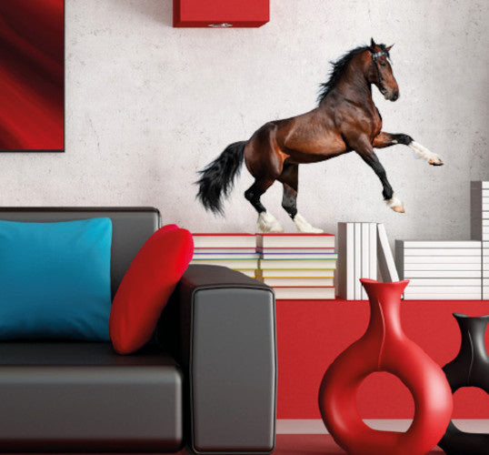 muursticker Horse junior 50 x 70 cm PVC bruin