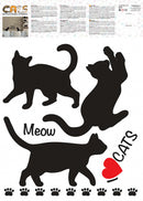 muurstickers Love Cats A3 vinyl zwart 2 stuks