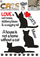 muurstickers Love Cats A3 vinyl zwart 2 stuks