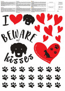 muurstickers Love Dogs A3 vinyl zwart/rood 2 stuks