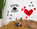 muurstickers Love Dogs A3 vinyl zwart/rood 2 stuks
