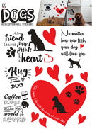 muurstickers Love Dogs A3 vinyl zwart/rood 2 stuks