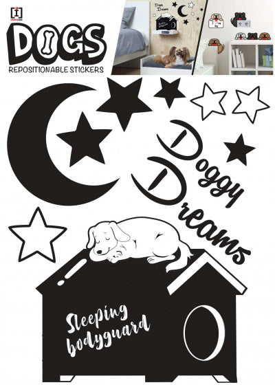 muurstickers Moon Dogs A3 vinyl zwart 2 stuks