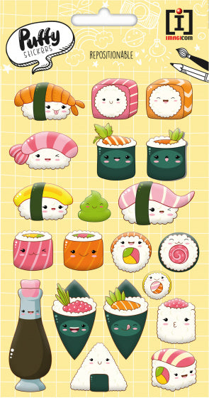 stickervel 3D Sushi junior 19 x 10 cm PVC wit/groen