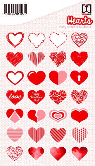 stickervel Hearts junior 19 x 11 cm PVC rood/wit