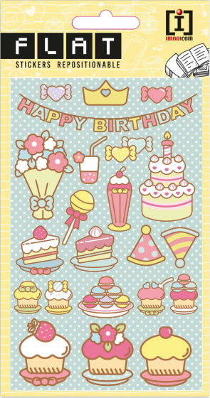stickervel Party junior papier roze/blauw/wit 23 stuks