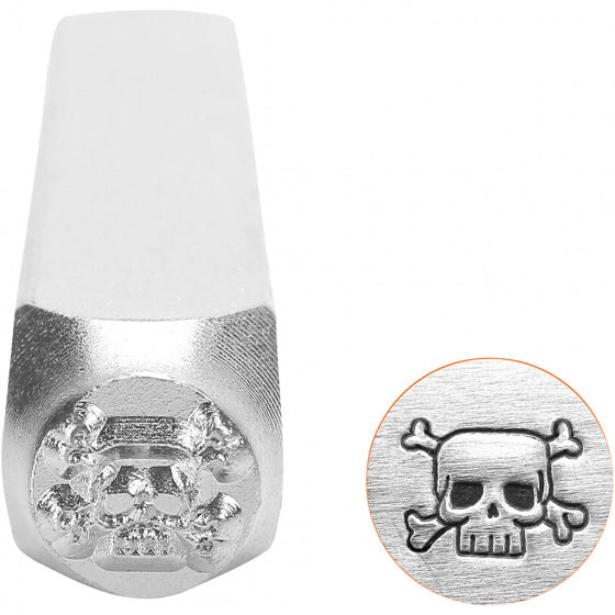 Embossing stempel zilver 6 mm doodshoofd